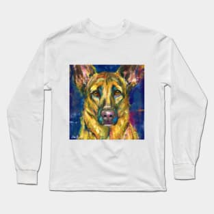 Colorful German Shepherd Artistic Painting Long Sleeve T-Shirt